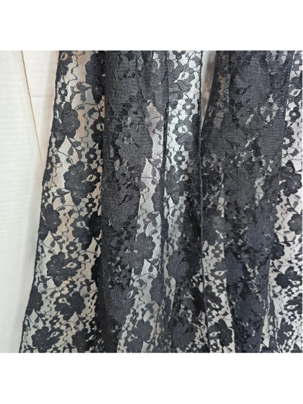 Women's Maurices Black Lace Fringe Scarf One Size